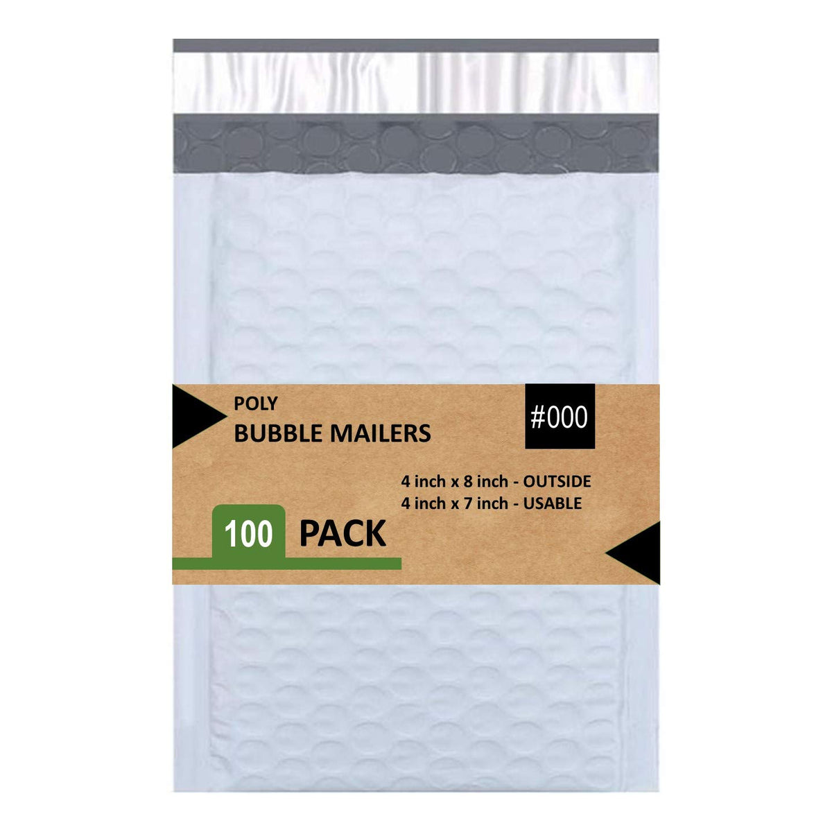 Sales4Less #000 Poly Bubble Mailers 4X8 Inches Padded Envelope Mailer Waterproof Pack Of 100,White