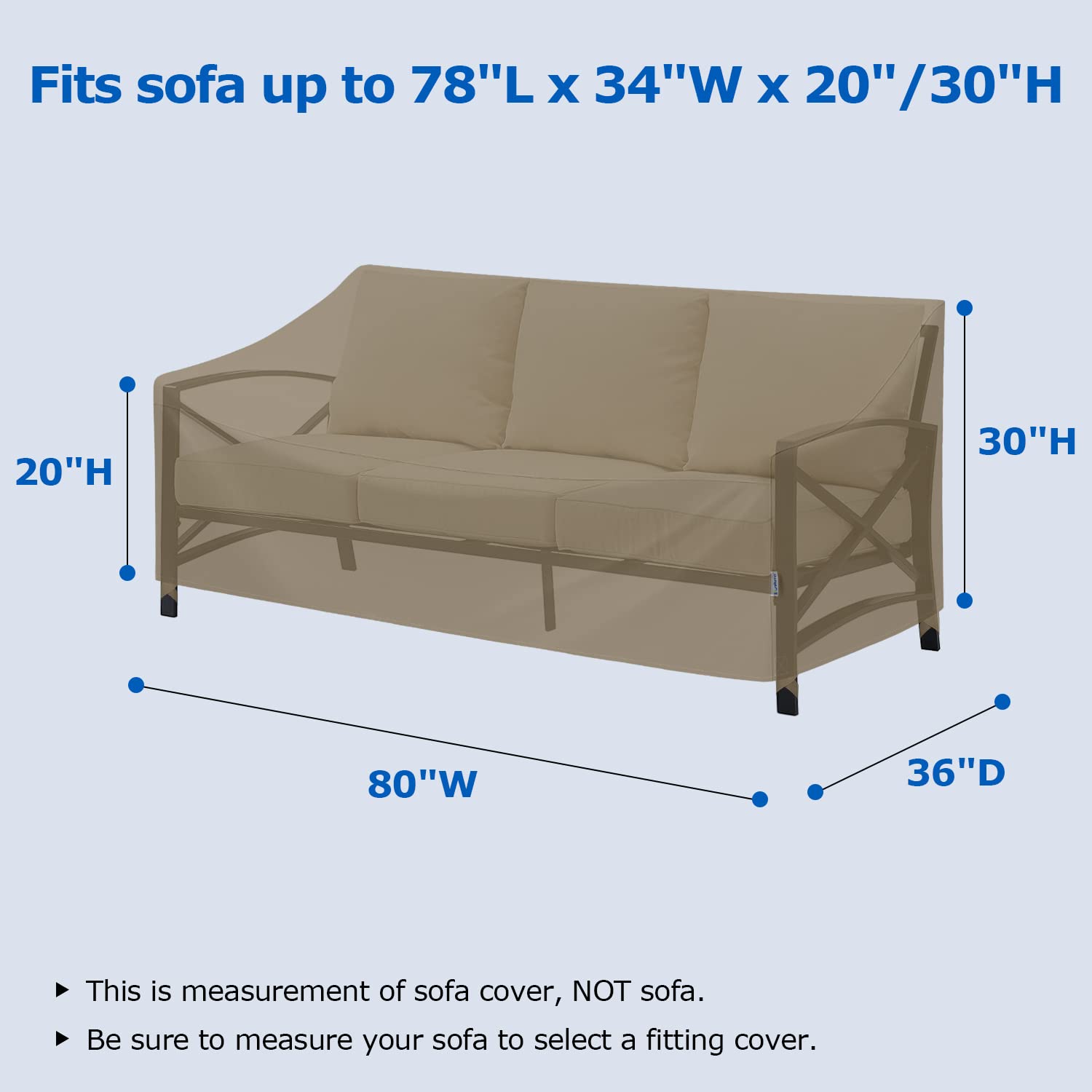 Sunpatio Outdoor Couch Cover 80 Inch, Heavy Duty Waterproof 3-Seater Patio Sofa Cover With Seam Taped, Fade & Wind & Rip Resista