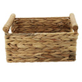 Storage Basket made by Water Hyacinth with Wood Handles, Arts and Crafts. (Small) Natural