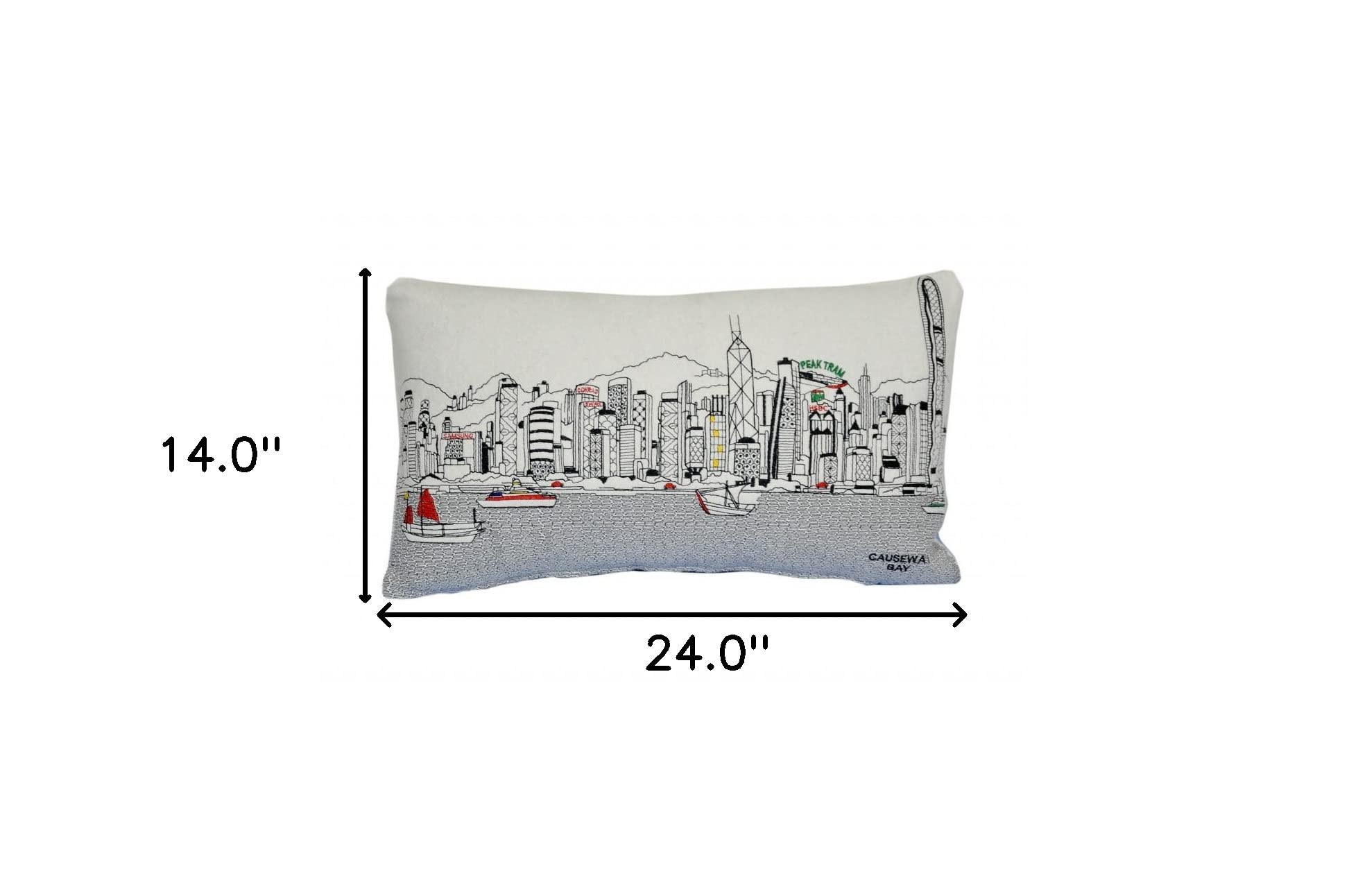 HomeRoots Cream 24' White Hong Kong Daylight Skyline Lumbar Decorative Pillow