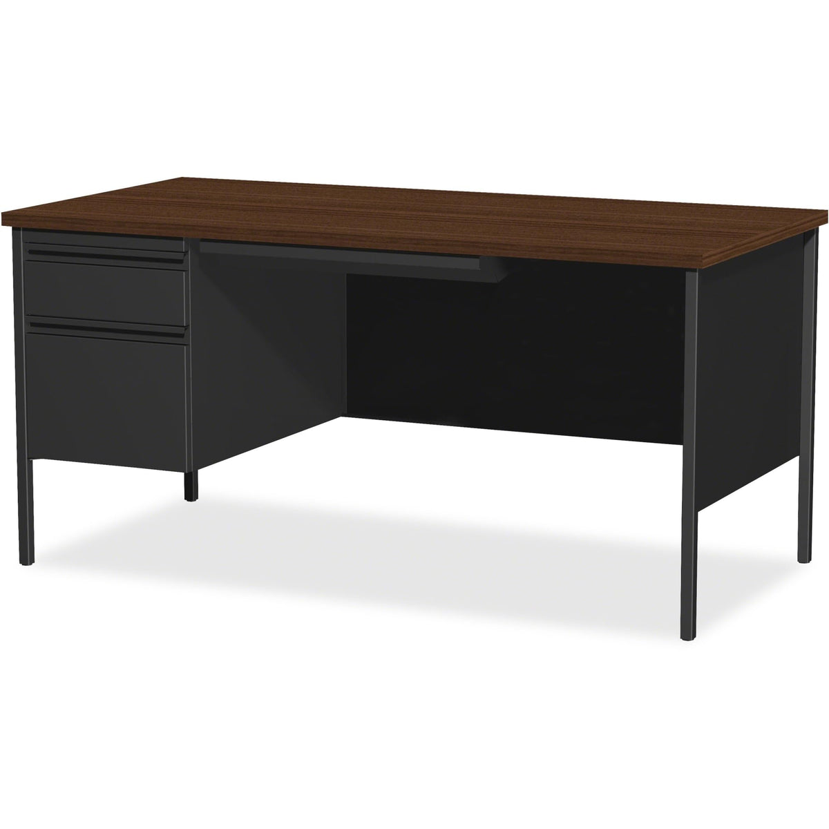 Lorell Single Left Pedestal Desk, 66 by 30 by 29-1/2-Inch, Black Walnut