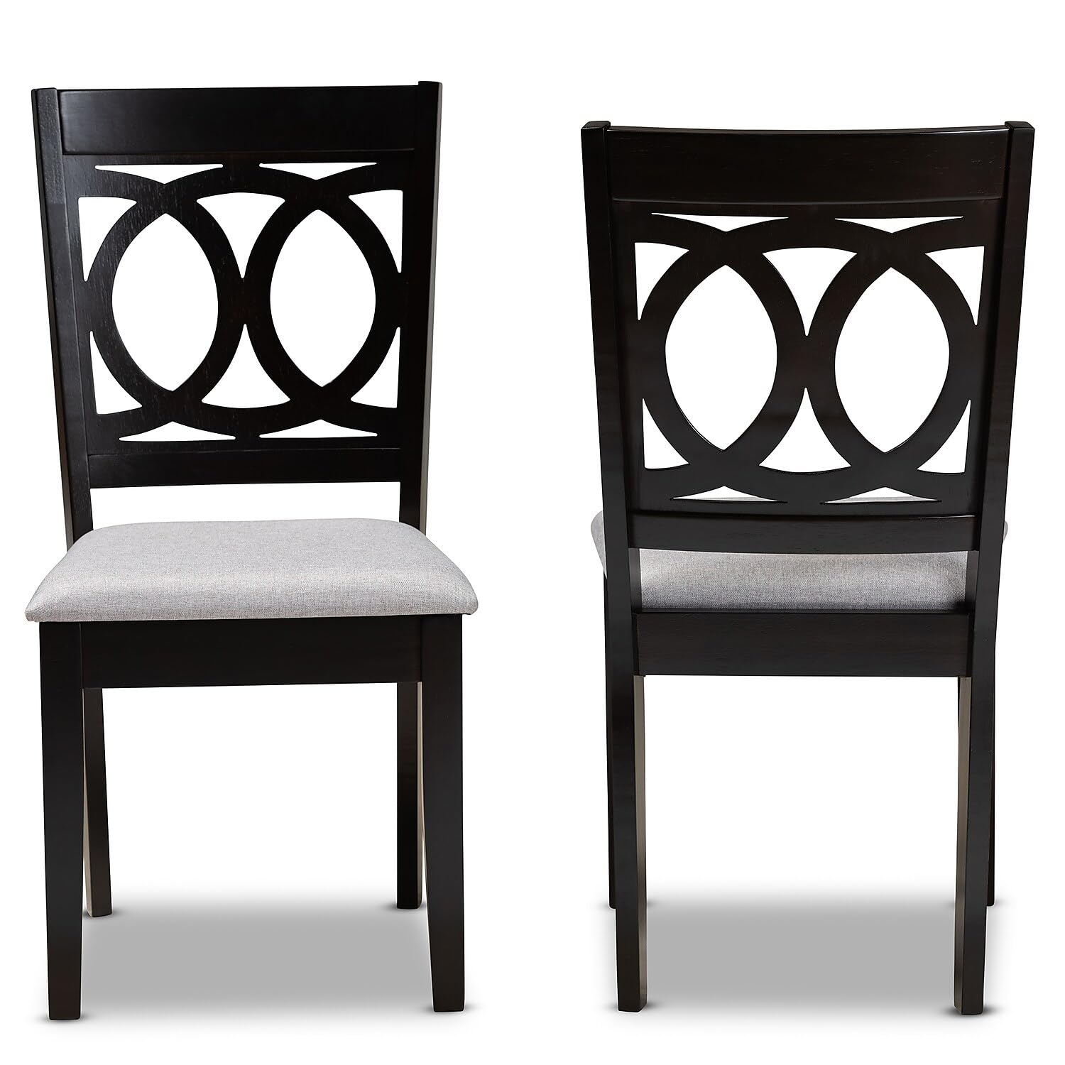 Baxton Studio Lenoir Contemporary Fabric Dining Chair, Grey and Espresso, 2/Set (162-2PC-10524HT)