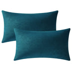 Dezene 12X20 Throw Pillow Cases Teal: 2 Pack Cozy Soft Velvet Rectangular Decorative Pillow Covers For Farmhouse Home Decor