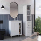 Montana 2-Piece Bathroom Set With Bathroom Vanity And Linen Cabinet, White