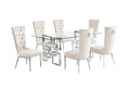 Best Quality Furniture D221-6Sc330 Dining, 7-Piece Set, Cream/Silver