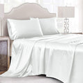 Cobedzy 4 Piece White Satin Sheets Queen Size, Soft Silky Bed Sheets Queen Set, Luxury Bed Sheet Set With 1 Deep Pocket Fitted S