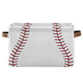 Sports Baseball Pattern Storage Bin with Handle Foldable Laundry Storage Basket Rectangle Container Box for Nursery Office Home 