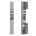 Haotian Bathroom Narrow Storage Cabinet Skinny Tall Unit With Adjustable Shelves Slender Anti-Tipping Floor Standing Cupboard, Gray Bzr34-Hg