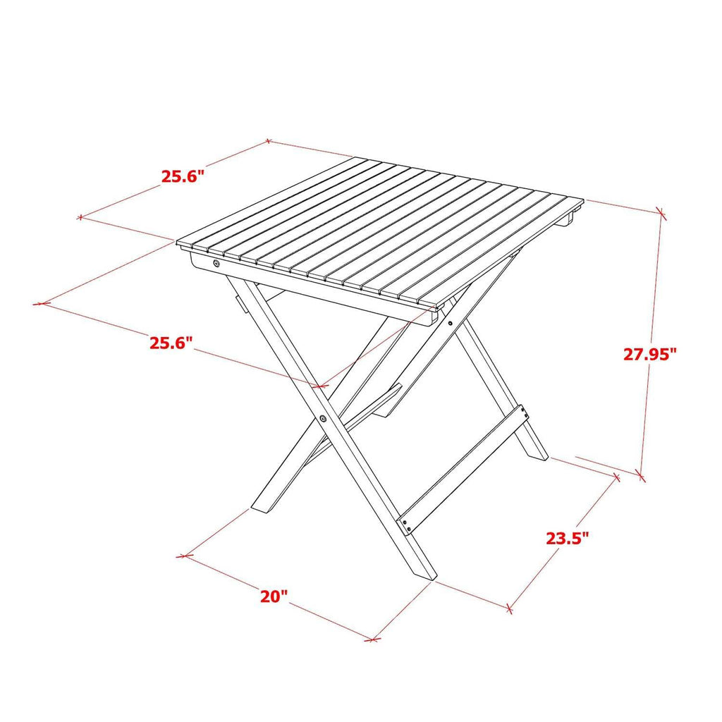 East West Furniture Selma 3 Piece Patio Bistro Set Contains a Square Outdoor Acacia Wood Coffee Table and 2 Folding Arm Chairs, 26x26 Inch, Natural Oil