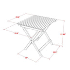 East West Furniture Selma 3 Piece Patio Bistro Set Contains a Square Outdoor Acacia Wood Coffee Table and 2 Folding Arm Chairs, 26x26 Inch, Natural Oil