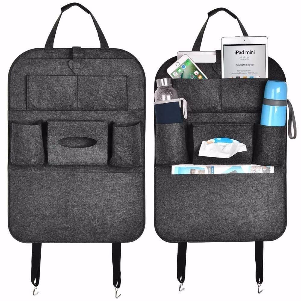 V Trivyom Auto Car Backseat Organizer, CarStyling Holder, Felt Covers Versatile MultiPocket Seat Wool Felt Storage Container, 