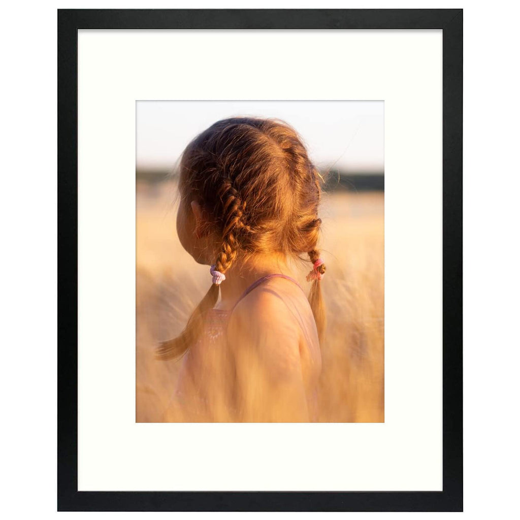 Golden State Art, Simple and Stylish Picture Frame with Ivory Color Mat & Real Glass Vertical Horizontal Display (16x20, Black)