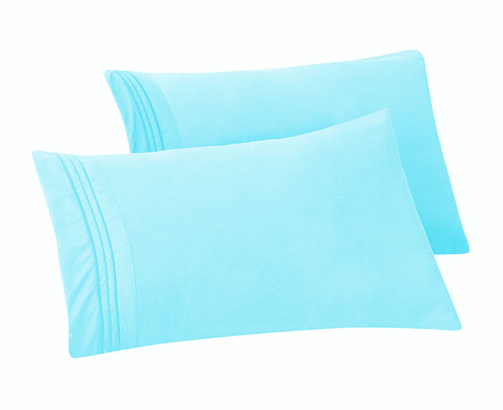 Elegant Comfort Solid Pillowcases 1500 Thread Count Egyptian Quality - Easy Care, Smooth Weave, Wrinkle And Stain Resistant, Easy Slip-On, 2-Piece Set, Standard/Queen Pillowcase, Aqua