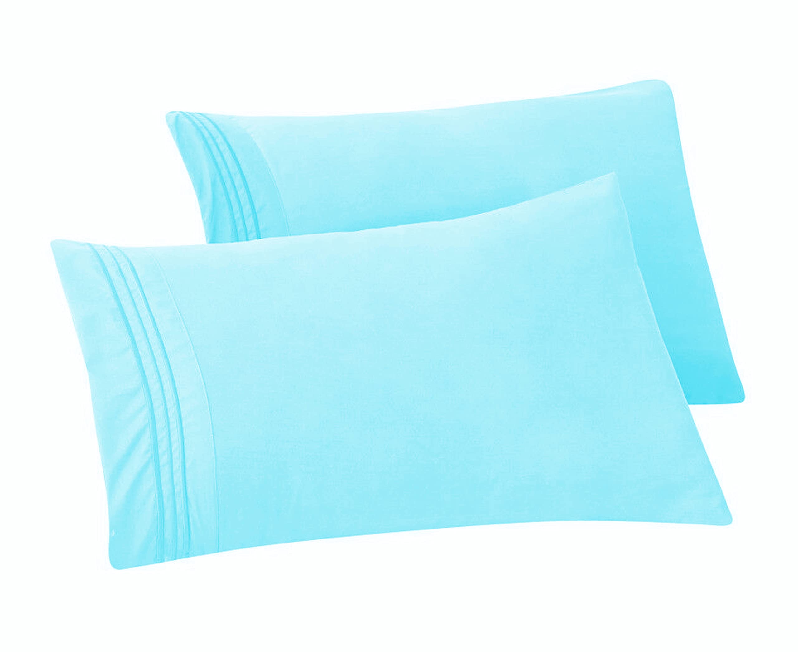 Elegant Comfort Solid Pillowcases 1500 Thread Count Egyptian Quality - Easy Care, Smooth Weave, Wrinkle And Stain Resistant, Easy Slip-On, 2-Piece Set, Standard/Queen Pillowcase, Aqua