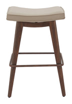 Zuo Divat Counter Stool Beige & Walnut