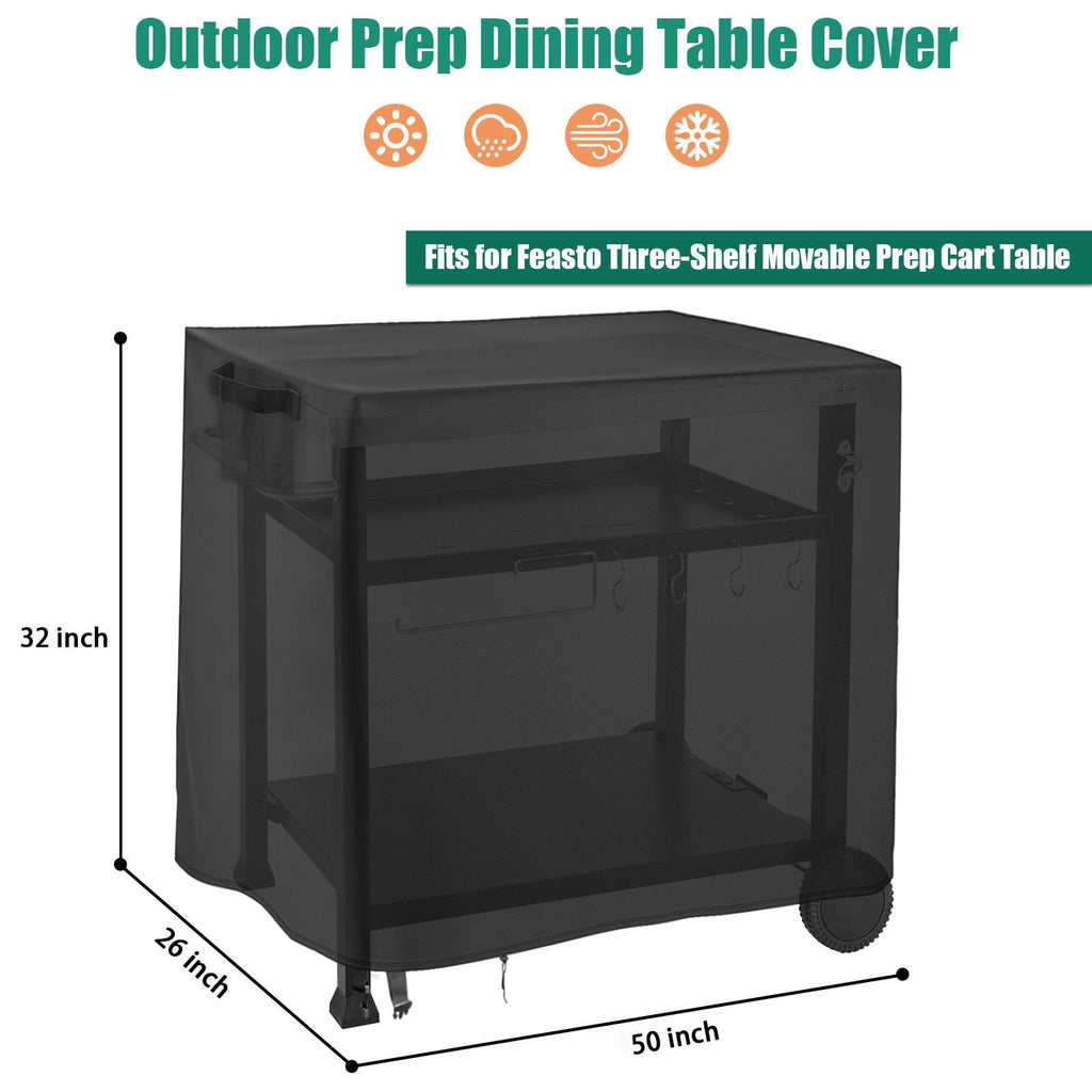 Jungda Outdoor Dining Cart Cover For Feasto 50 Inch Three-Shelf Movable Food Prep And Work Cart Table,Waterproof Outdoor Grill Cart Cover Pizza Oven Table Cover - 50 X 23 X 29 Inch