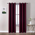 ChrisDowa Grommet Blackout Curtains for Bedroom and Living Room - 2 Panels Set Thermal Insulated Room Darkening Curtains (Burgun