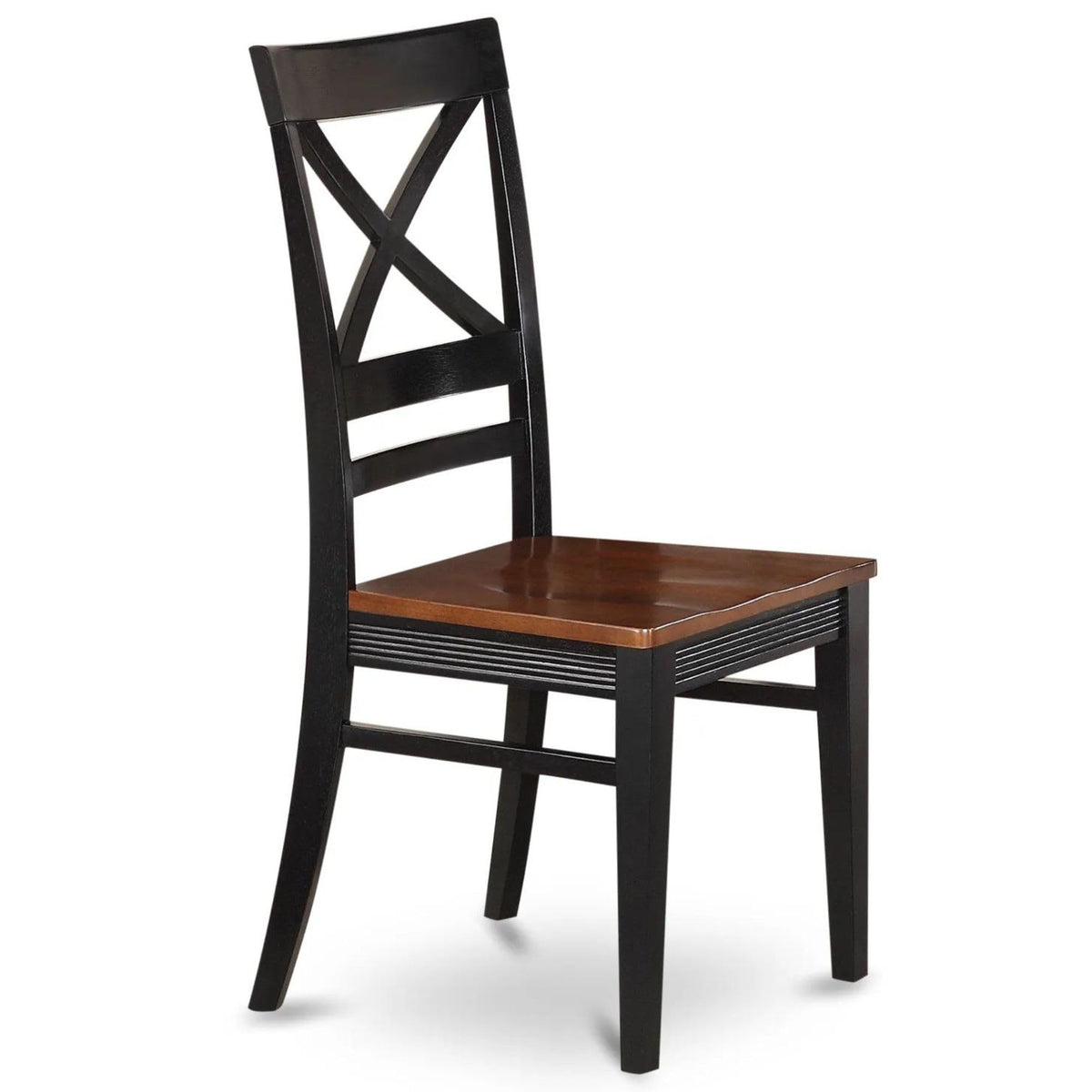 East West Furniture QUC-BLK-W Quincy Kitchen Dining Cross Back Wooden Seat Chairs, Set of 2, Black & Cherry
