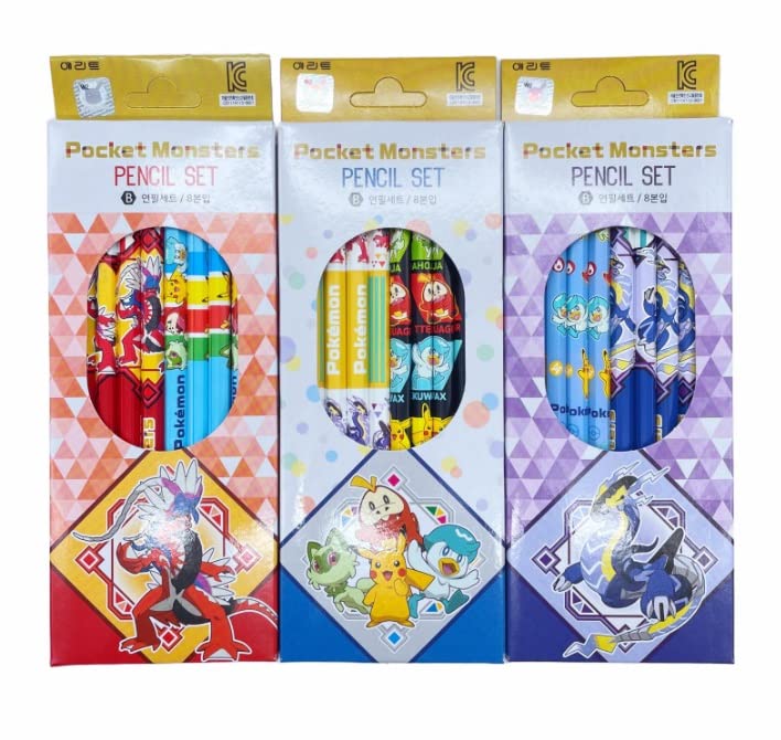 Zeesoon [8-In-1] 2023 Renewal Package Animated Characters W B Lead Wooden Pencil Set School Pencils (Random 1 Pack)
