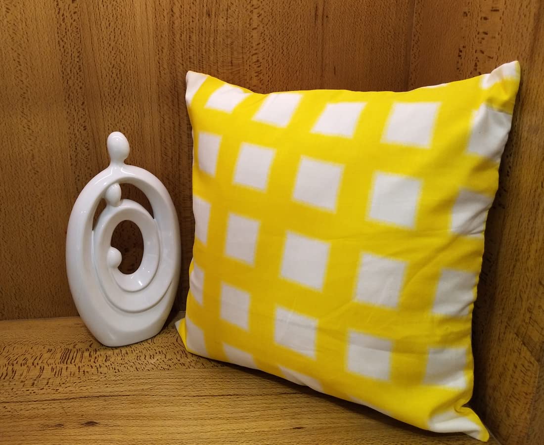 D&M Dcor Yellow Bright Checks Print Cushion Cover 1616 Pack Of 1
