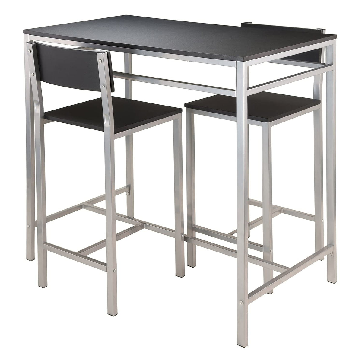 Casafoyer Hanley 3Piece Kitchen Set With Bar Stools  Black ( Pack Of 2 )