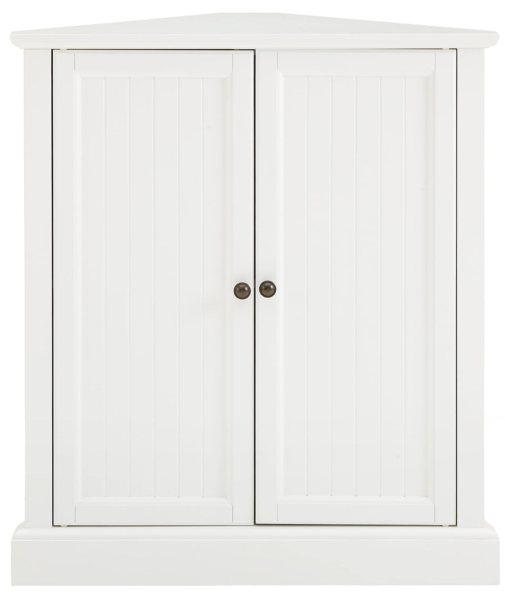 Crosley Furniture Shoreline Stackable Corner Pantry Storage Cabinet with Shelves, Kitchen, Dining, Laundry, White
