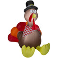 Gemmy Thanksgiving Inflatable Turkey with Checkered Scarf, 6 ft Tall, Multi