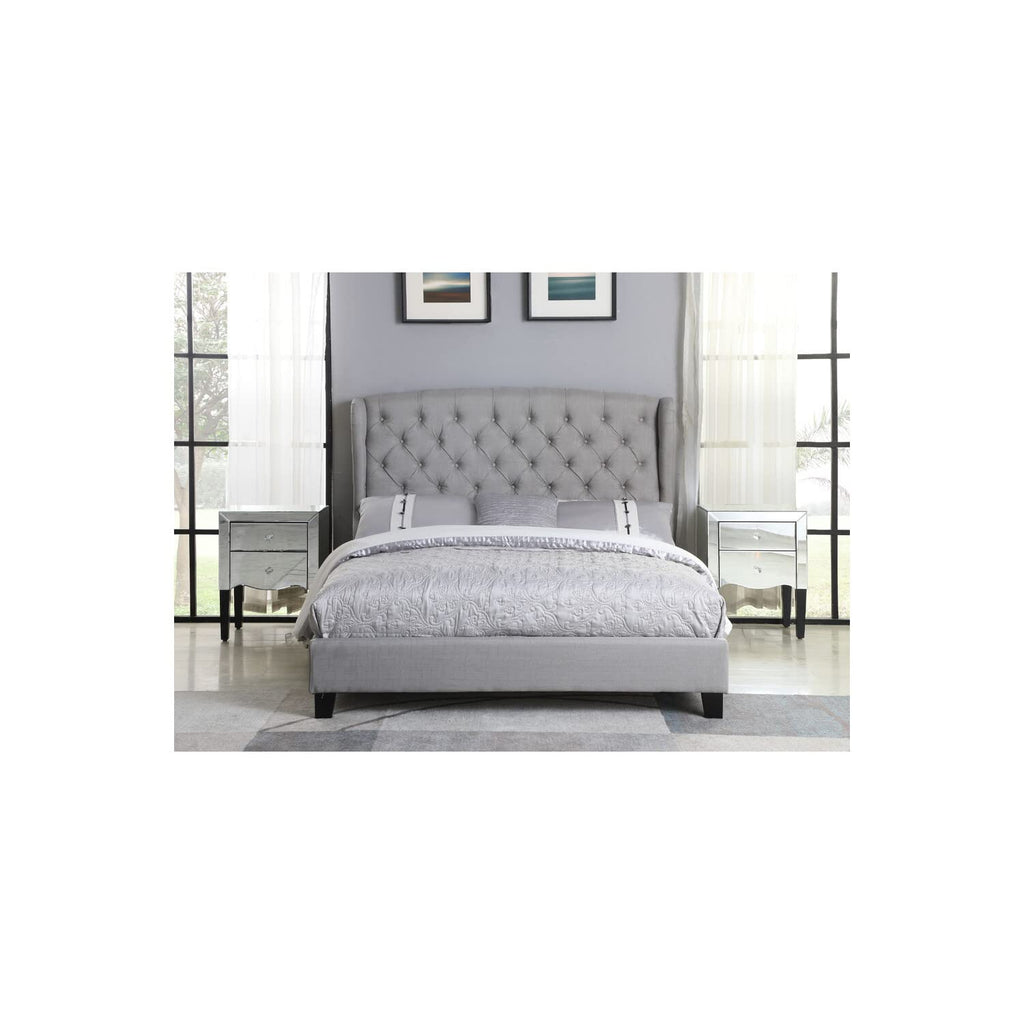 Best Master Furniture Yvette Upholstered Tufted With Wingback Platform Bed California King, Grey