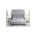 Best Master Furniture Yvette Upholstered Tufted With Wingback Platform Bed California King, Grey