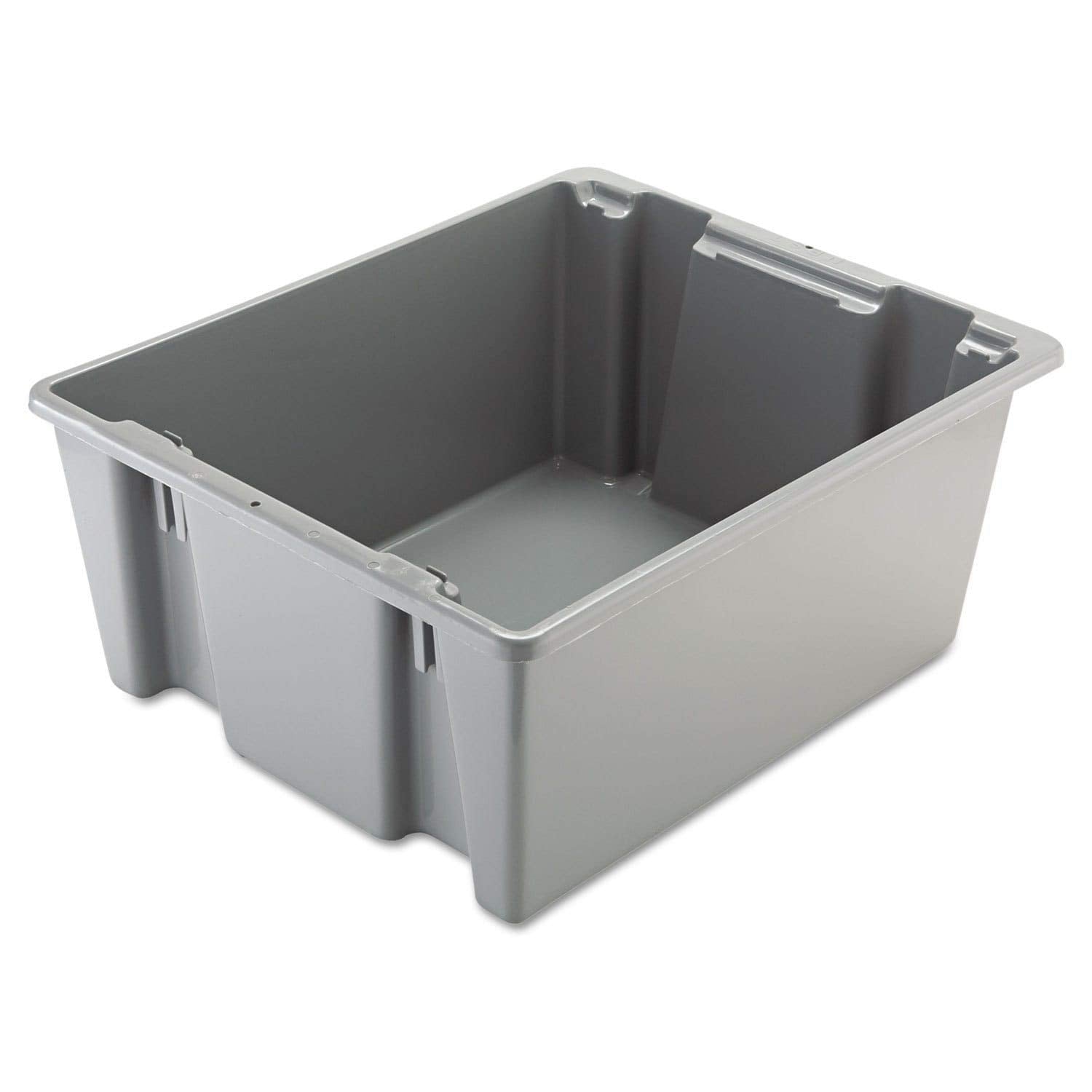 Rubbermaid Commercial Palletote Storage Stack and Nest Box, 2 Cu. Ft, Gray Tote, for Warehouse/Garage/Cleaning/Maintenance