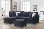 Lilola Home Harmony 99.5' W Black Fabric Sectional Sofa with Left-Facing Chaise and Storage Ottoman