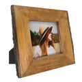 IKEREE 4x4 Rustic Picture Frames with Natural Bark Edges, Brown Wood Photo Frame for Tabletop or Wall Mounting Display