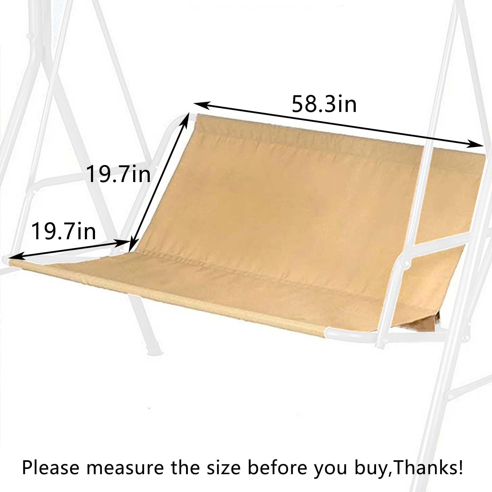 Typutomi Swing Seat Cover, 600D Oxford Waterproof Replacement for 2-3 Seat Patio Garden Swing Chair, Beige, XXL - 58.3x19.7x19.7in