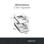 Madesmart 2-Tier Organizer, Multi-Purpose Slide-Out Storage Baskets With Handles And Dividers, Frost
