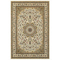 HomeRoots Polypropylene 7' x 10' Ivory Beige Machine Woven Oriental Indoor Area Rug