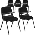 5 Pk. 880 lb. Capacity Black Ergonomic Shell Stack Chair with Padded Seat