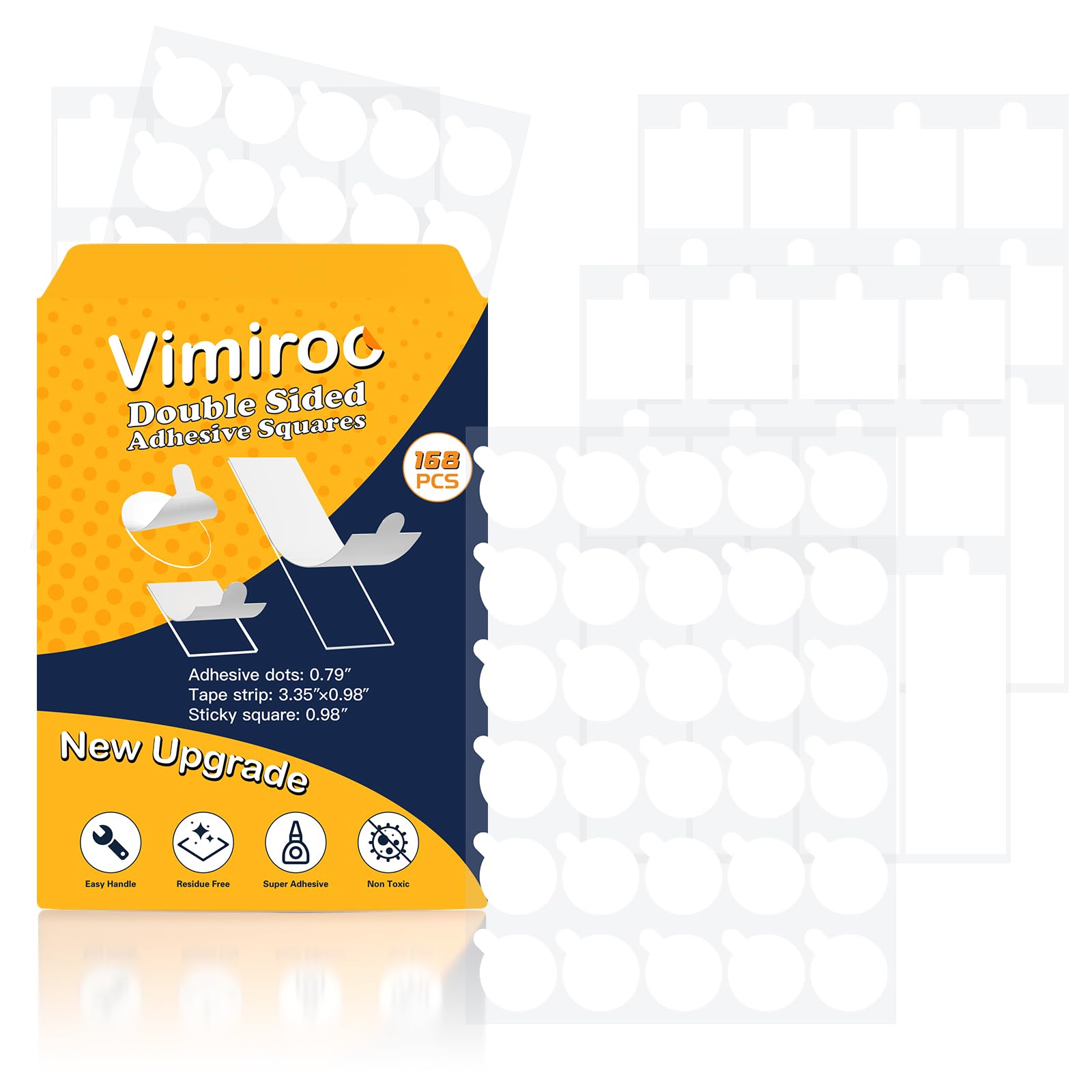 Vimiroo Clear Sticky Dots, Heavy Duty Removable Strong Mounting Adhesive Strips For Walls, Double Sided Tape For Hanging Picture