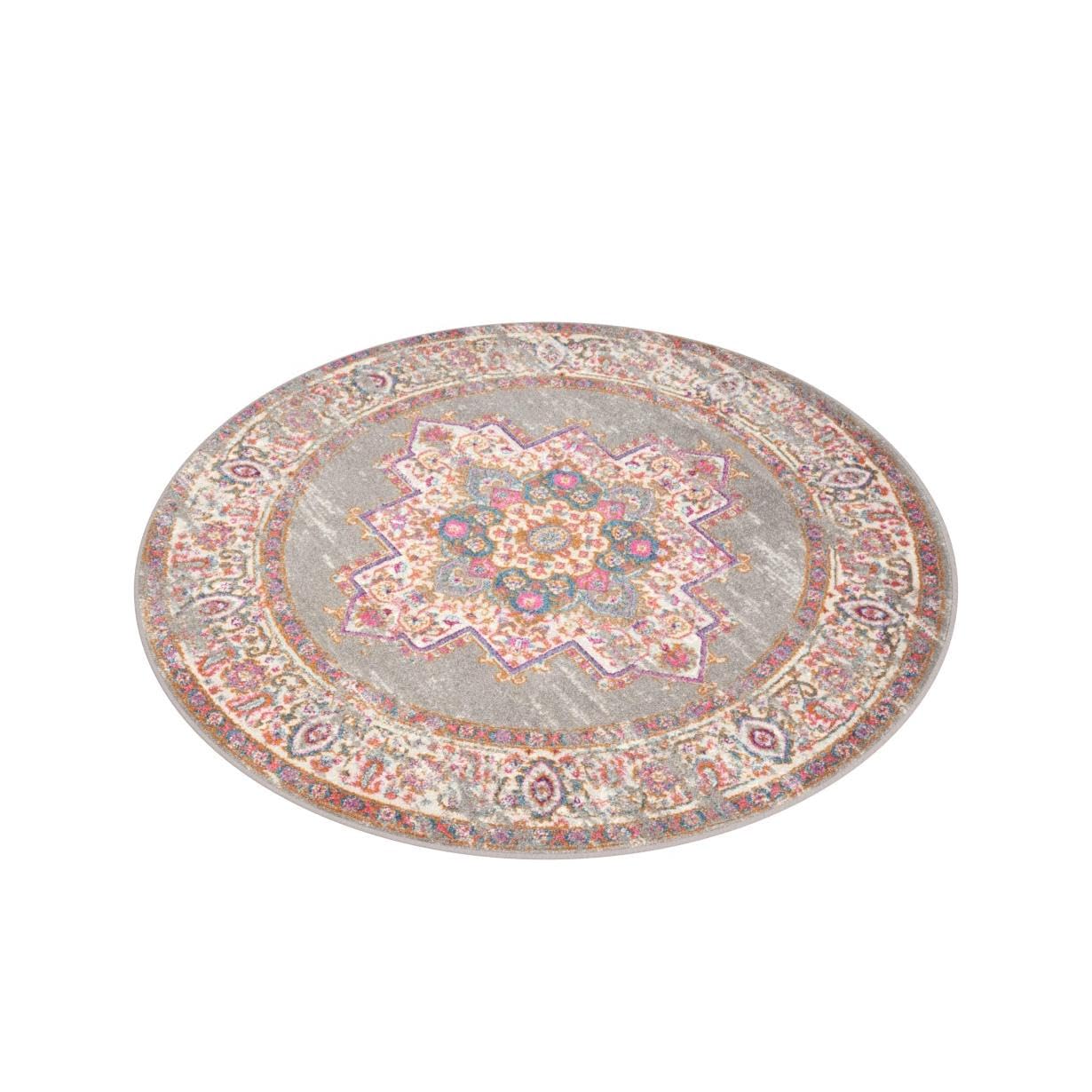 Nourison Passion Grey 8' X Round Area -Rug, Boho, Traditional, Easy -Cleaning, Non Shedding, Bed Room, Living Room, Hallway, (8'