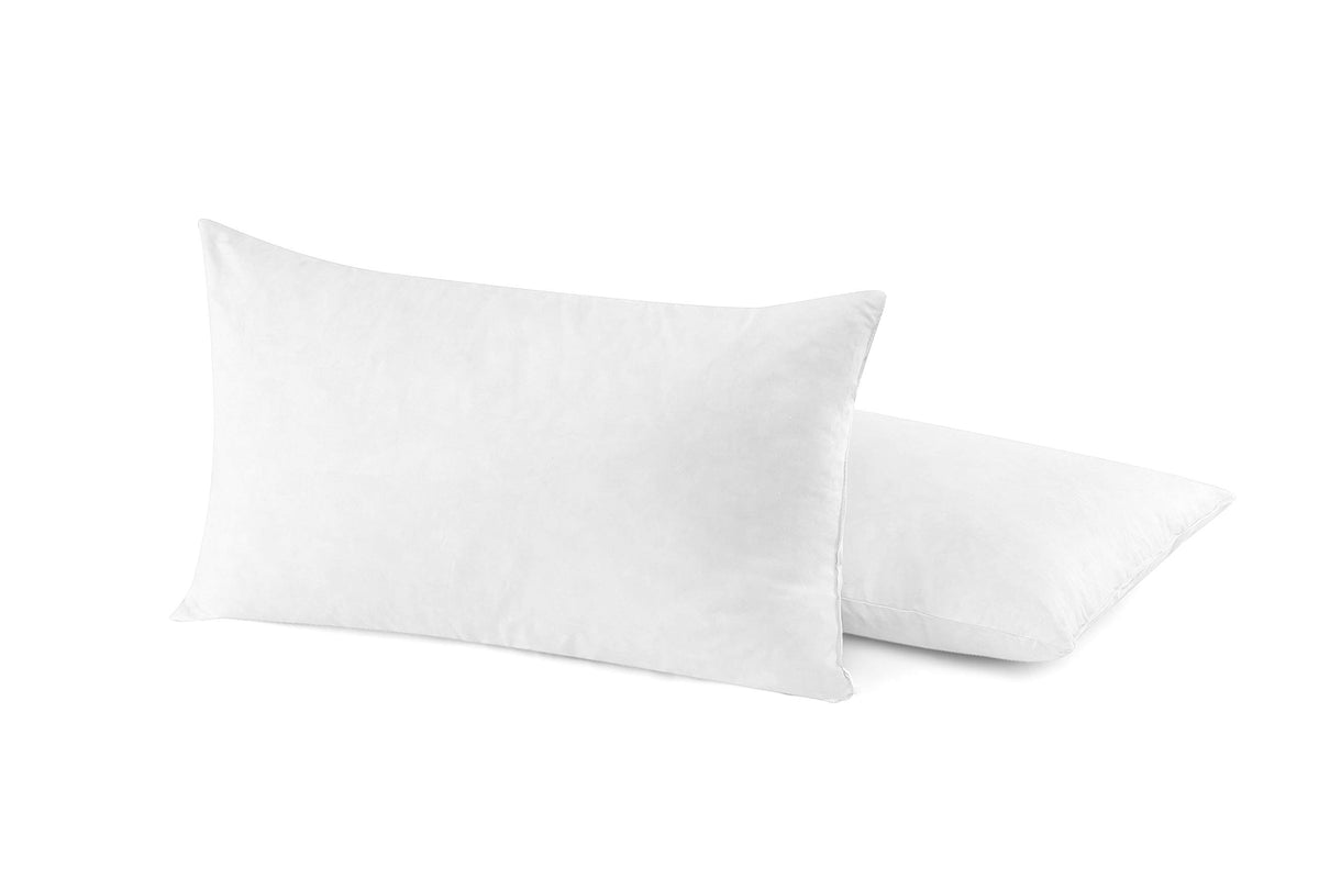 Snug&Cozy Luxury Goose Down Feather Pillow Inserts - 12X20In, Double Layered Down-Proof Design, Ultra-Soft Cover, High Fill Weig