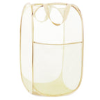 Durable Collapsible Laundry Baskets- Reinforced Mesh Pop Up Laundry Hamper with Side Pocket, Foldable Clothes Storage Hamper wit