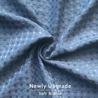 Miye Pleated Waffle Weave Bed Skirt, Tailored Dust Ruffle 12 Inch Drop Easy Fit, Machine Washable (Blue, Queen - 12'' Drop)