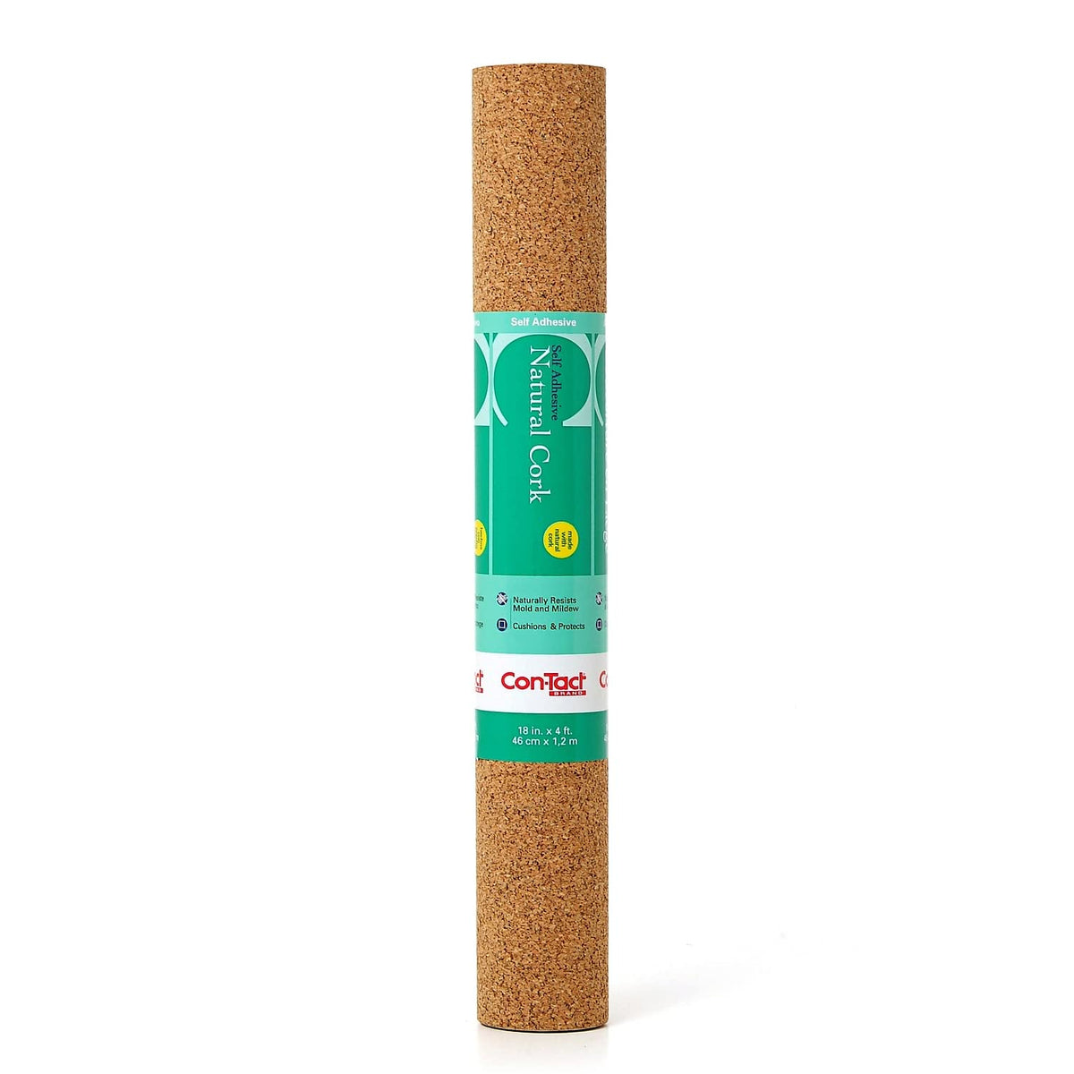 Con-Tact Brand Cork Roll, Self-Adhesive Cork Roll, Multi-Purpose Cork Shelf Liner, 18' X 4', Brown, Pack Of 1