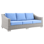 Modway Conway Outdoor Patio Wicker Rattan, Sofa, Light Gray Light Blue