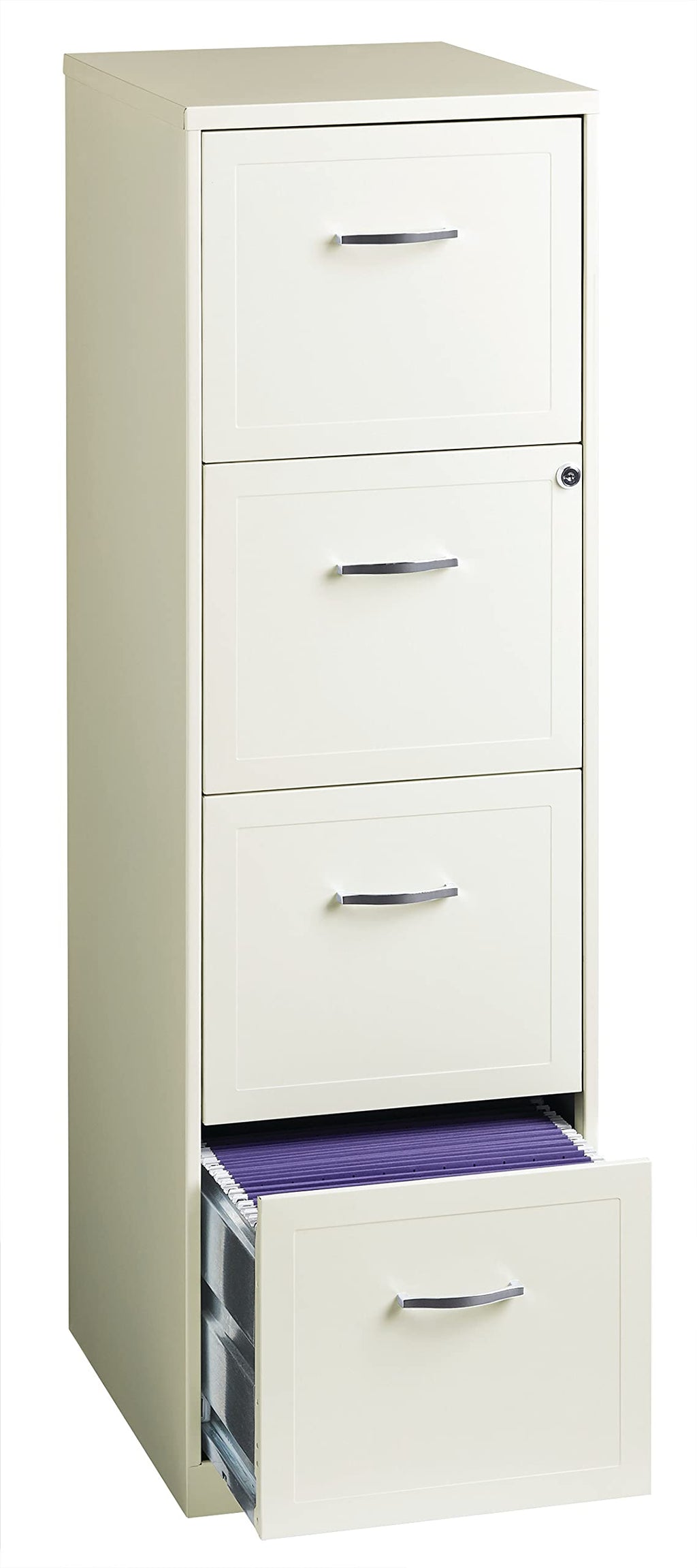 Space Solutions Deep 4 Drawer Smart Letter Width Vertical 18' Metal File Cabinet, Black, Pearl White