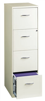 Space Solutions Deep 4 Drawer Smart Letter Width Vertical 18' Metal File Cabinet, Black, Pearl White