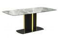 Modern Dining Table Black and Gold Base, With 55 Light Grey Sintered Stone Top