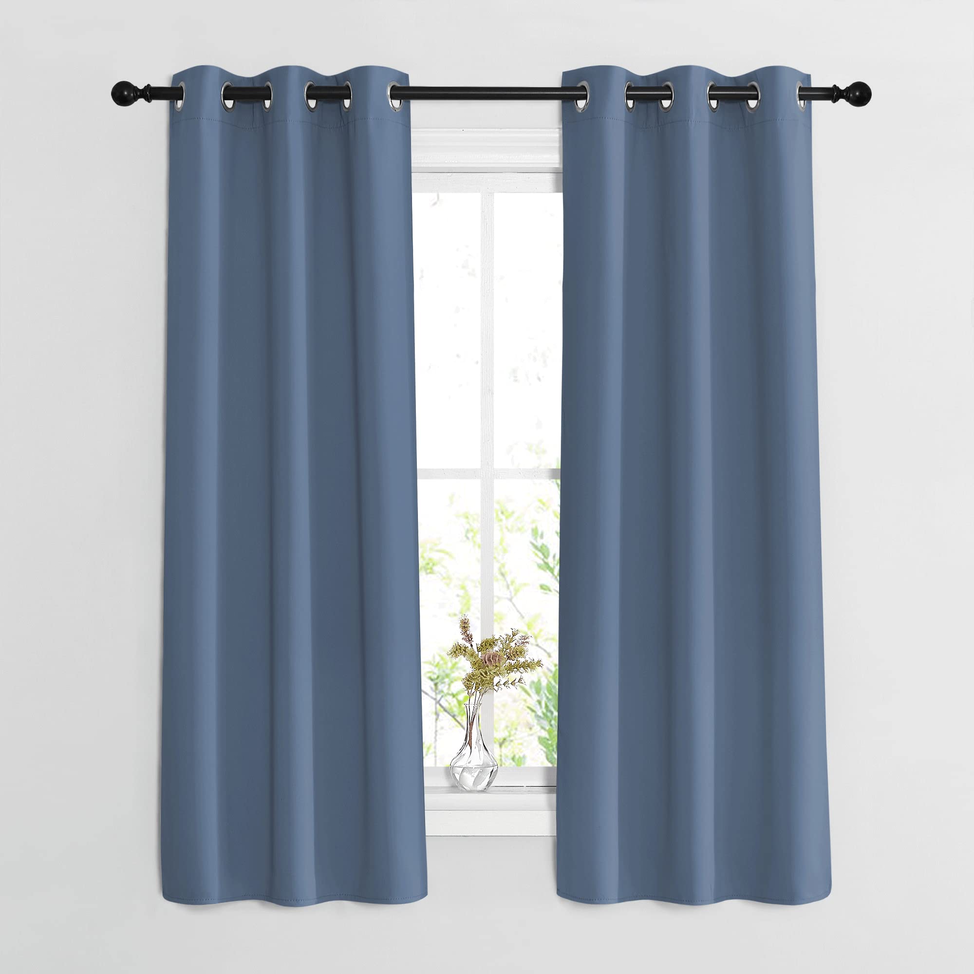 Nicetown Blackout Curtains & Drapes 63 Inch Long - Grommet Window Treatment Energy Saving Thermal Insulated Room Darkening For L