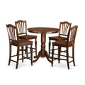 East West Furniture JACH5-MAH-W 5 Piece Kitchen Counter Height Dining Table Set Includes a Round Wooden Table with Pedestal and 4 Dining Chairs, 36x36 Inch, Mahogany