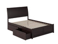 AFI Portland Full Size Platform Bed with Matching Footboard & Storage Drawers in Espresso
