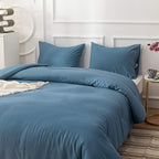 Clothknow Grayish Blue Comforter Set Full 3Pcs Dusry Blue Bedding Comforter Sets Blue Comforter Soft Lake Blue Full Size Comfort